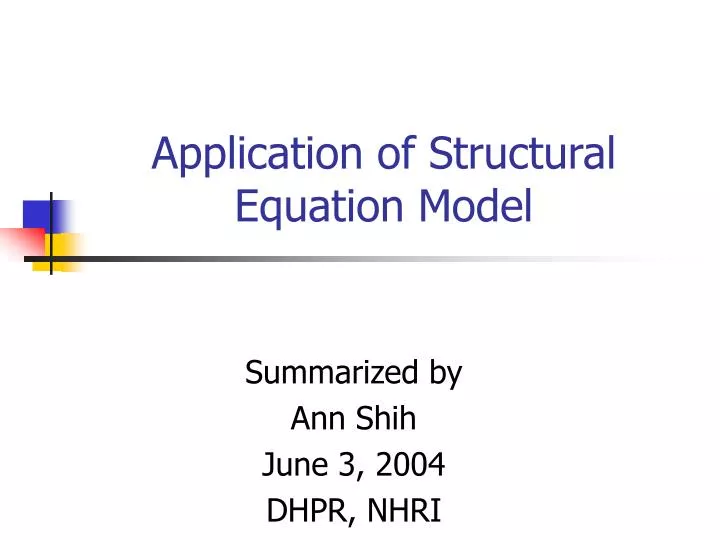 application of structural equation model