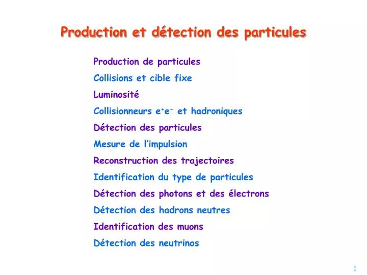 production et d tection des particules