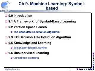 Ch 9. Machine Learning: Symbol-based