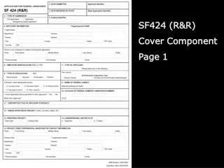 SF424 (R&amp;R) Cover Component Page 1