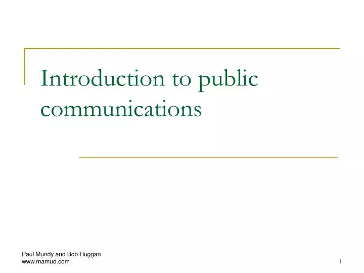 introduction to public communications