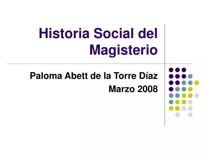 historia social del magisterio