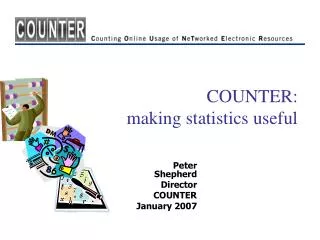COUNTER: making statistics useful