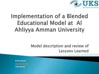 Implementation of a Blended Educational Model at Al Ahliyya Amman University