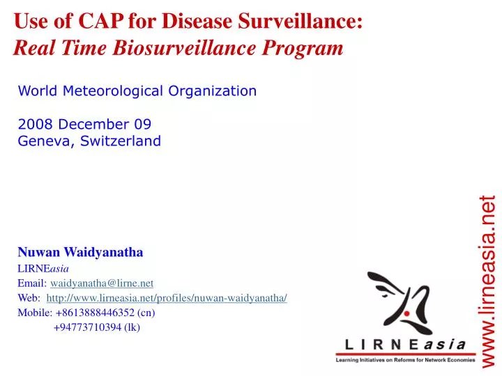 use of cap for disease surveillance real time biosurveillance program