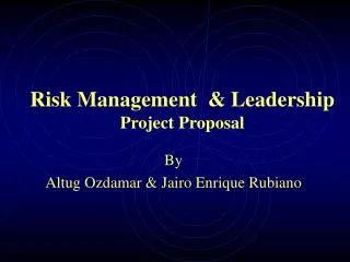 Risk Management &amp; Leadership Project Proposal