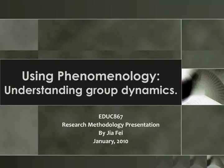 using phenomenology understanding group dynamics