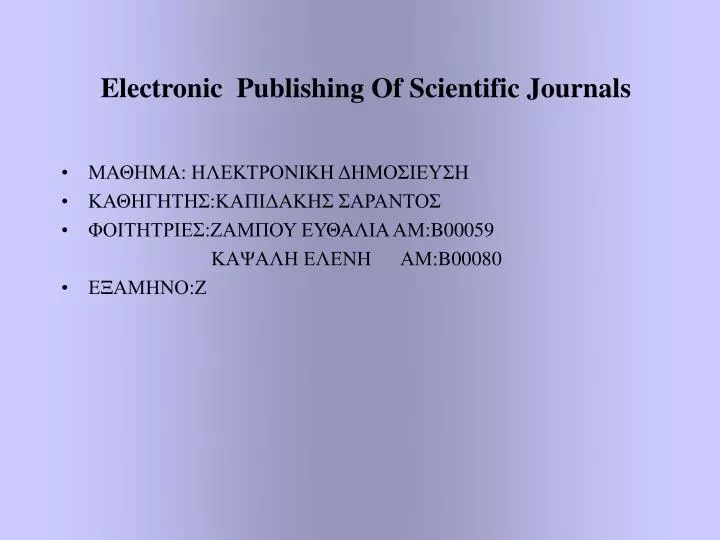 electronic publishing of scientific journals
