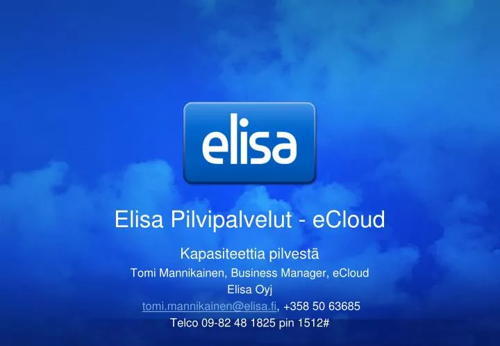 elisa pilvipalvelut ecloud