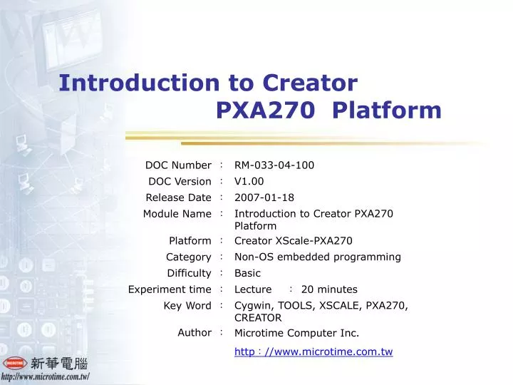 introduction to creator pxa270 platform