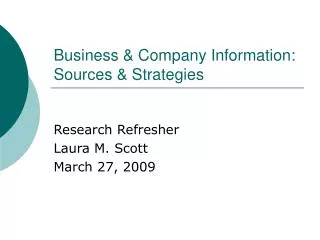 Business &amp; Company Information: Sources &amp; Strategies