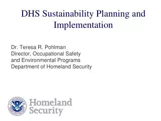 DHS Sustainability Planning and Implementation
