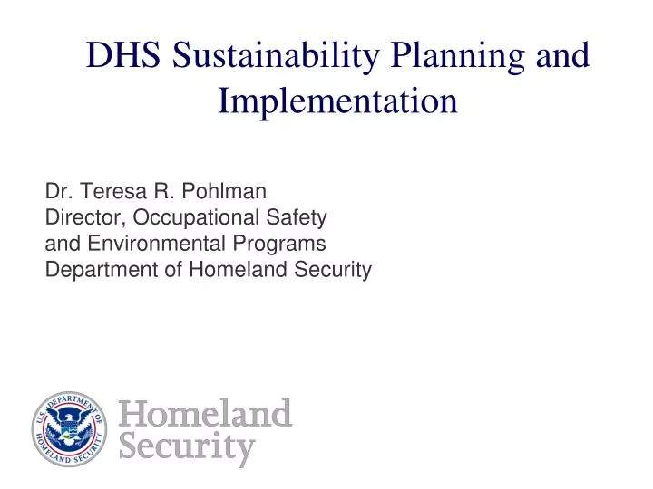 dhs sustainability planning and implementation