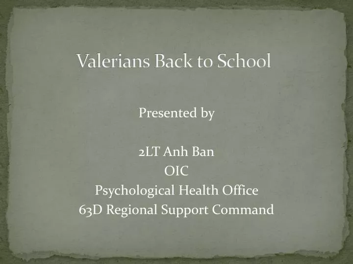 valerians back to school