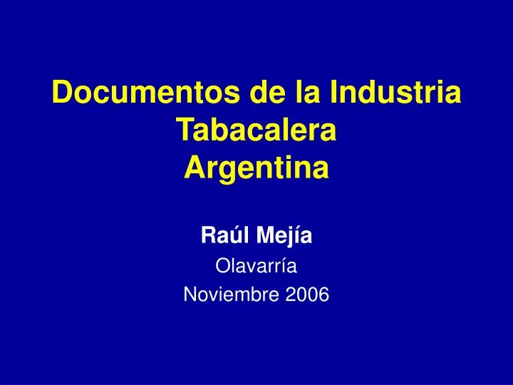 documentos de la industria tabacalera argentina