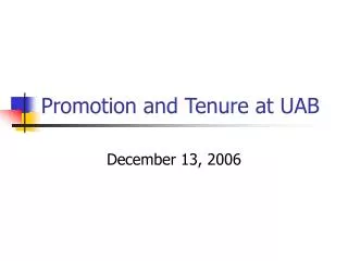 Promotion and Tenure at UAB