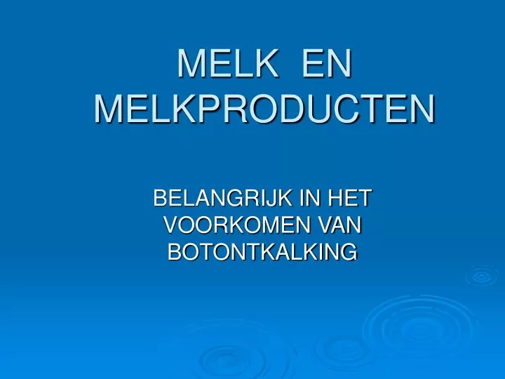melk en melkproducten