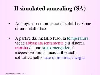 il simulated annealing sa