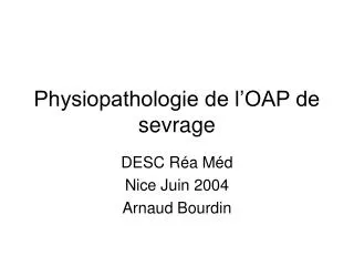 physiopathologie de l oap de sevrage