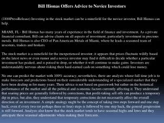 bill hionas offers advice to novice investors