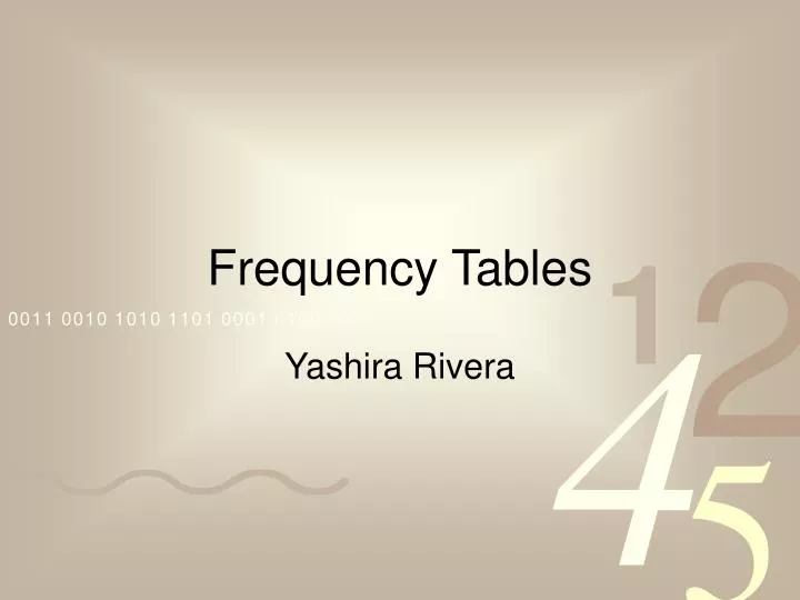 frequency tables
