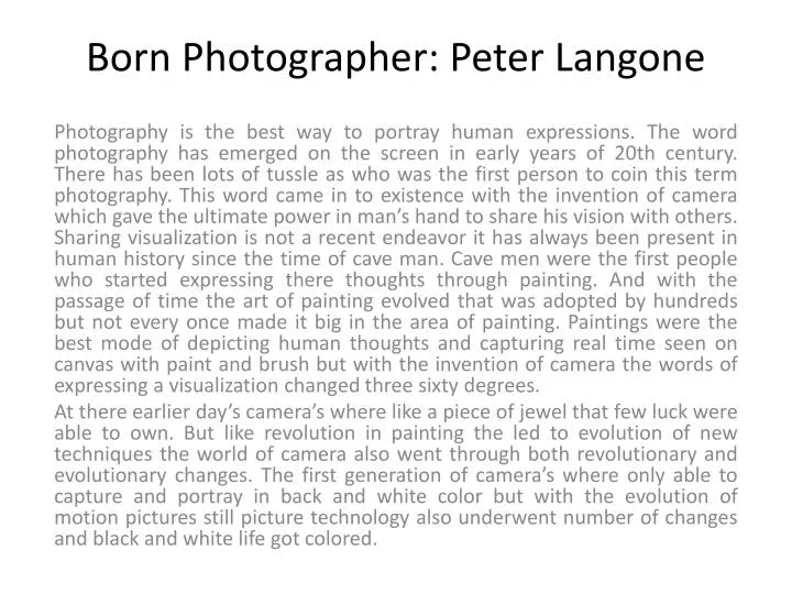 born photographer peter langone