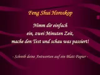 Feng Shui Horoskop