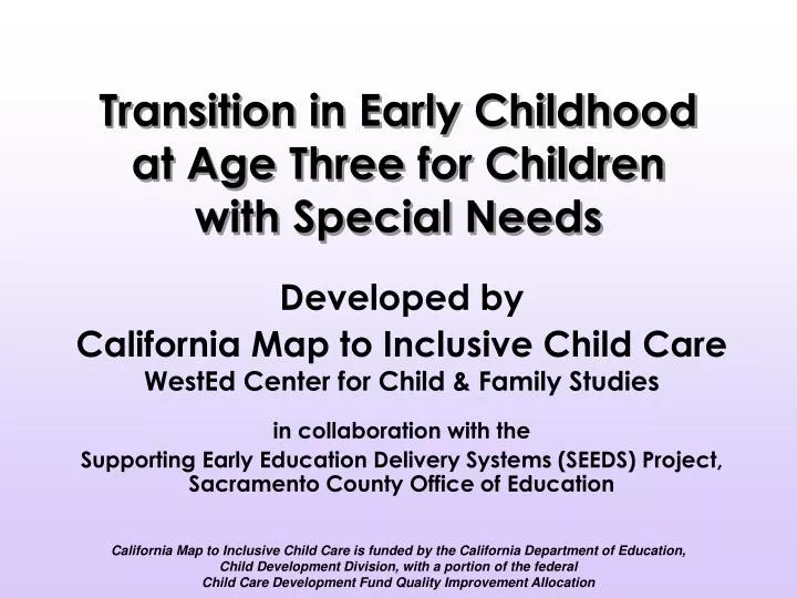 transition in early childhood at age three for children with special needs