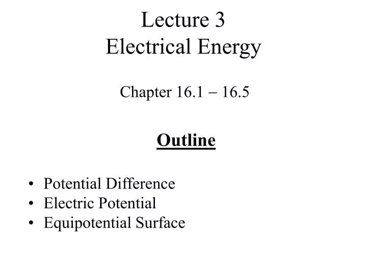 lecture 3 electrical energy