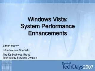 Windows Vista: System Performance Enhancements