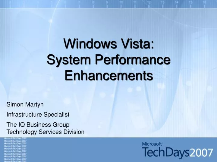 windows vista system performance enhancements