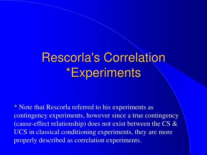 rescorla s correlation experiments