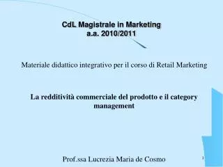 cdl magistrale in marketing a a 2010 2011