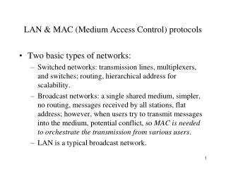 LAN &amp; MAC (Medium Access Control) protocols