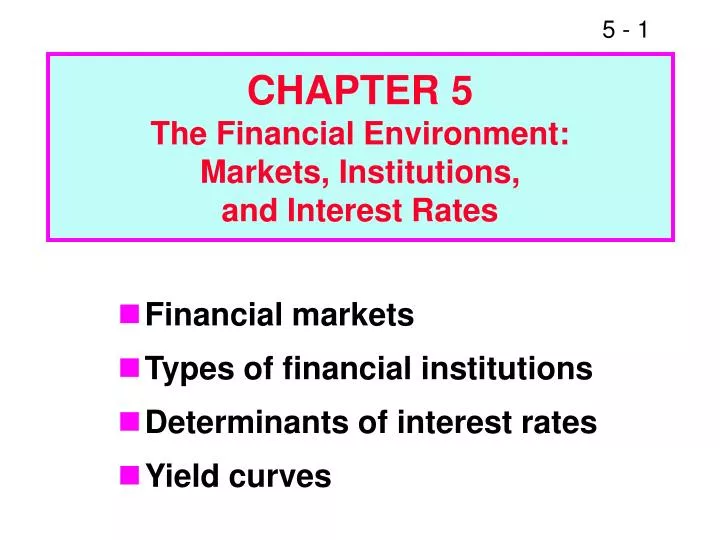 chapter 5 the financial environment markets institutions and interest rates