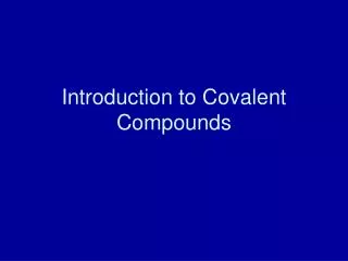introduction to covalent compounds