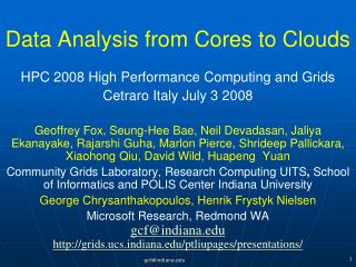 Data Analysis from Cores to Clouds