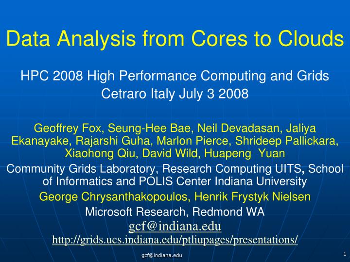 data analysis from cores to clouds
