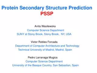 Protein Secondary Structure Prediction PSSP