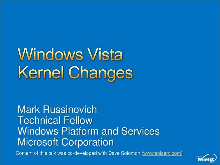 windows vista kernel changes