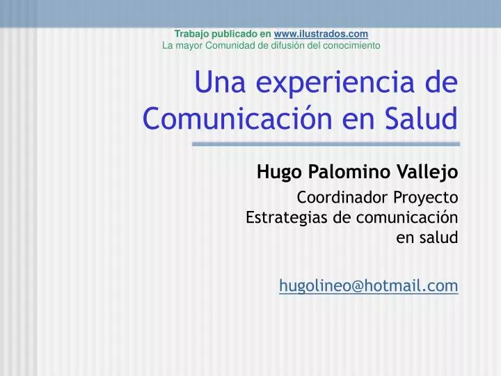 una experiencia de comunicaci n en salud