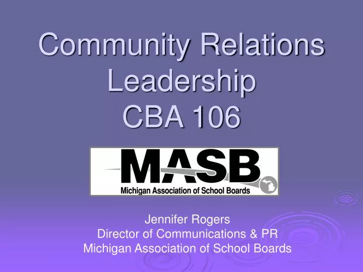 community relations leadership cba 106