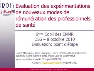 evaluation des exp rimentations de nouveaux modes de r mun ration des professionnels de sant