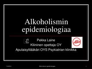 Alkoholismin epidemiologiaa