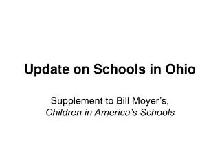 Update on Schools in Ohio
