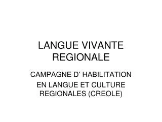 LANGUE VIVANTE REGIONALE