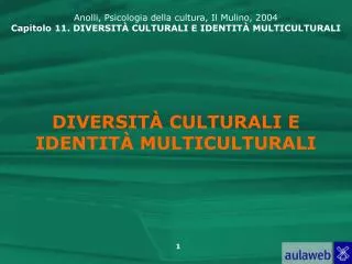 diversit culturali e identit multiculturali