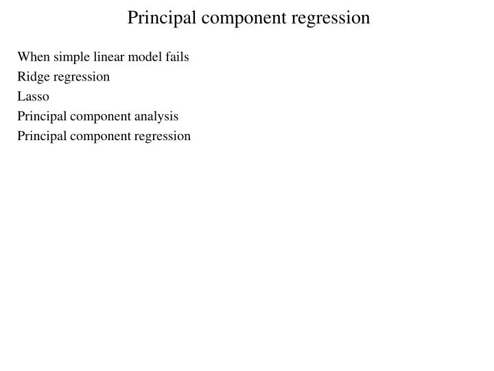 principal component regression