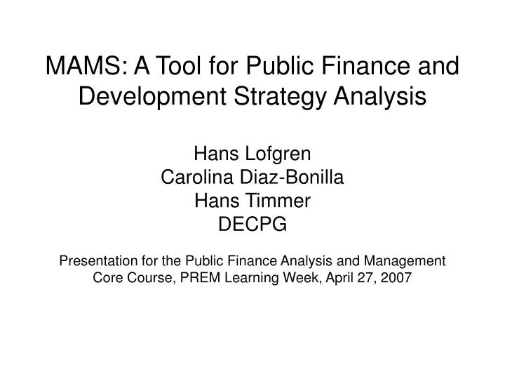 mams a tool for public finance and development strategy analysis