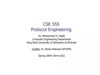 CSE 555 Protocol Engineering
